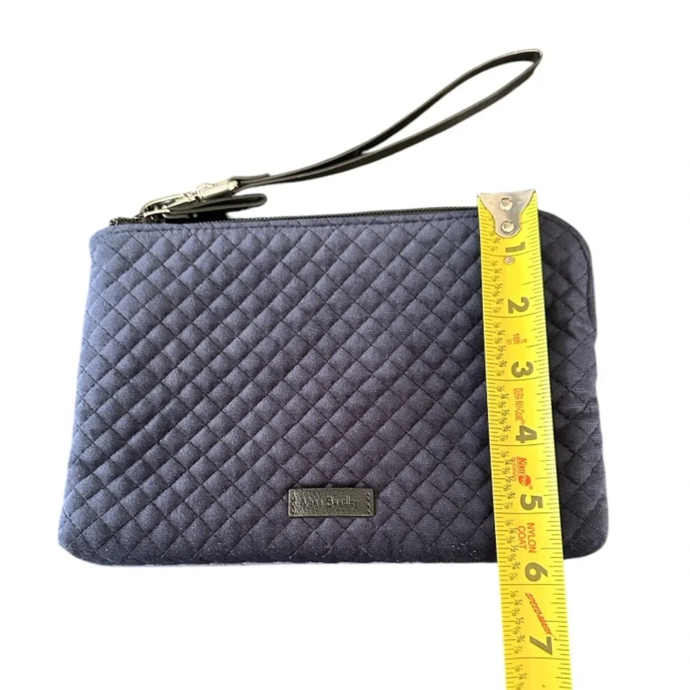 Vera Bradley Iconic Velvet Quilted Wristlet Navy Blue 8.75” X 6” Removab…